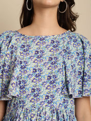 Blue Floral Rayon Maternity Dress