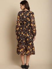 Black Floral Chiffon Maternity Dress