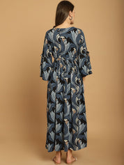 Blue Floral Rayon Maternity Dress