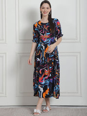 Abstract Print Multi Rayon Maternity Nightdress