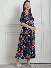 Abstract Print Multi Rayon Maternity Nightdress