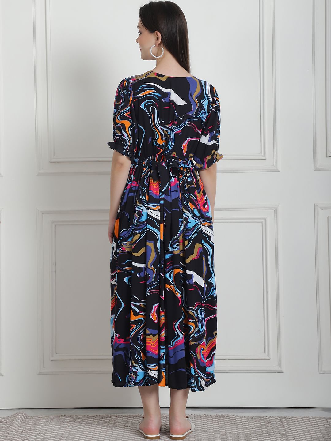 Abstract Print Multi Rayon Maternity Nightdress
