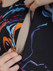 Abstract Print Multi Rayon Maternity Nightdress