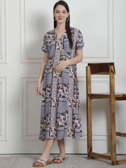 Geometric Print Multi Rayon Maternity Nightdress