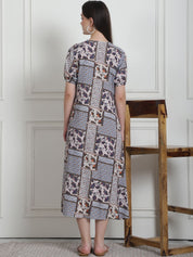 Geometric Print Multi Rayon Maternity Nightdress
