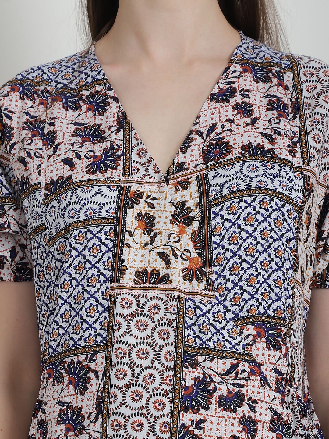 Geometric Print Multi Rayon Maternity Nightdress