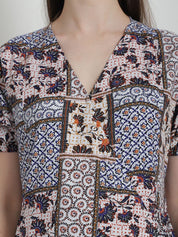 Geometric Print Multi Rayon Maternity Nightdress