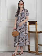 Geometric Print Multi Rayon Maternity Nightdress