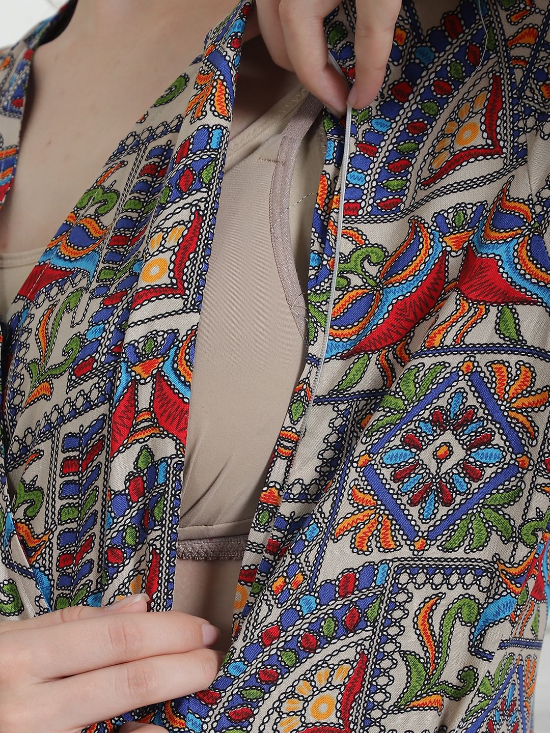 Geometric Print Multi Rayon Maternity Nightdress