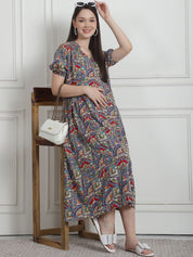 Geometric Print Multi Rayon Maternity Nightdress