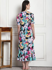 Floral Print Multi Rayon Maternity Wrap Dress