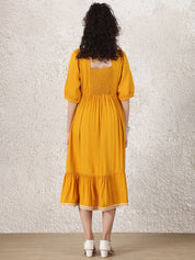 Yellow Solid Rayon Maternity Dress
