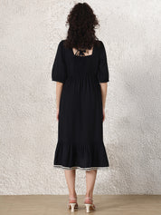 Black Solid Rayon Maternity Dress