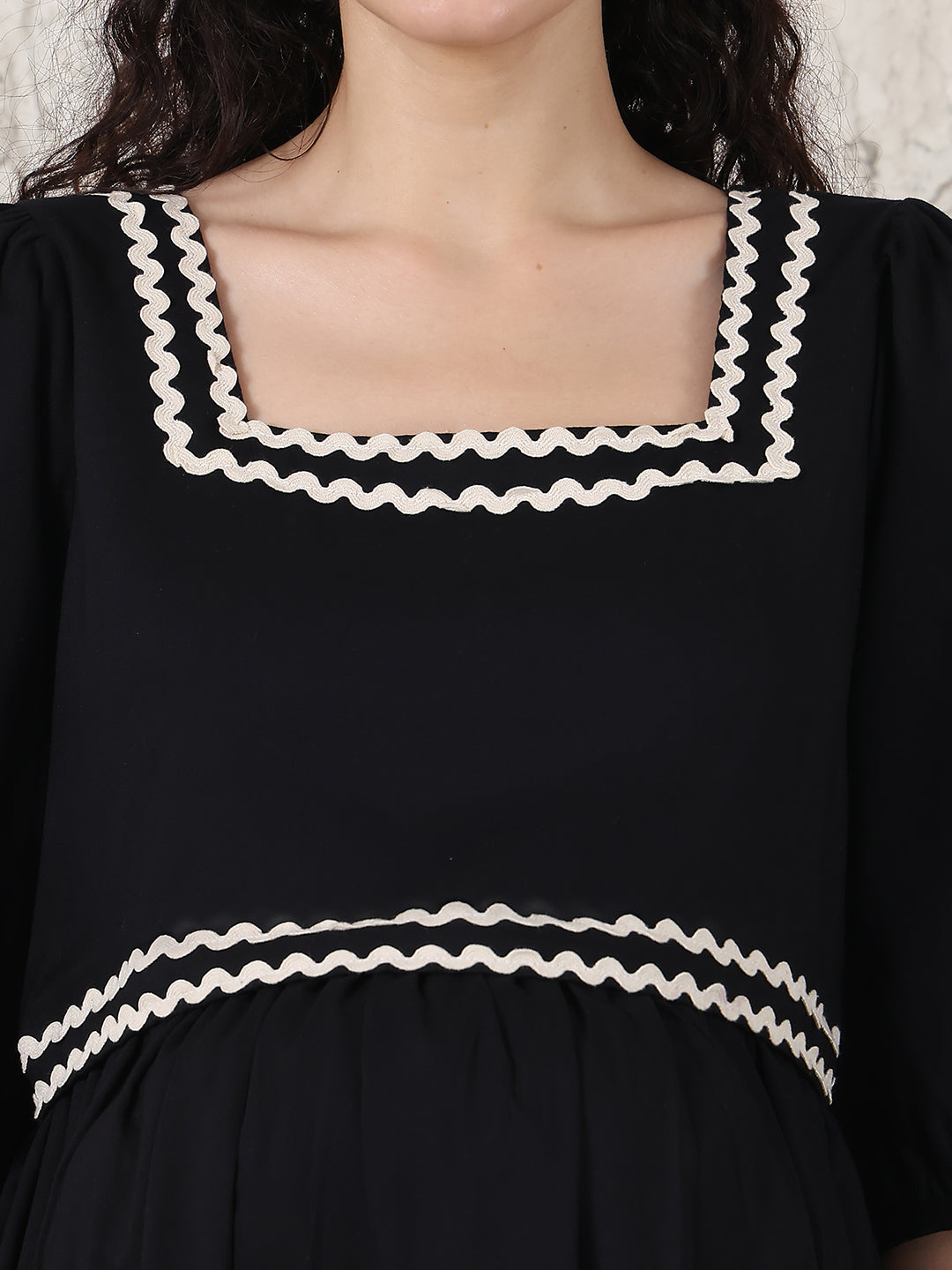 Black Solid Rayon Maternity Dress