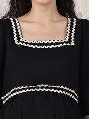 Black Solid Rayon Maternity Dress