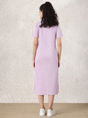 Lilac Solid Ribbed Maternity Bodycon Dress