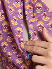 Purple Floral Printed Maternity Dress