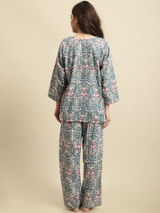 Blue Sanganeri Block Print Co-ord Night Suit