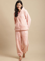 Light Pink Faux Fur Winter Night Suit