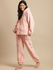Light Pink Faux Fur Winter Night Suit