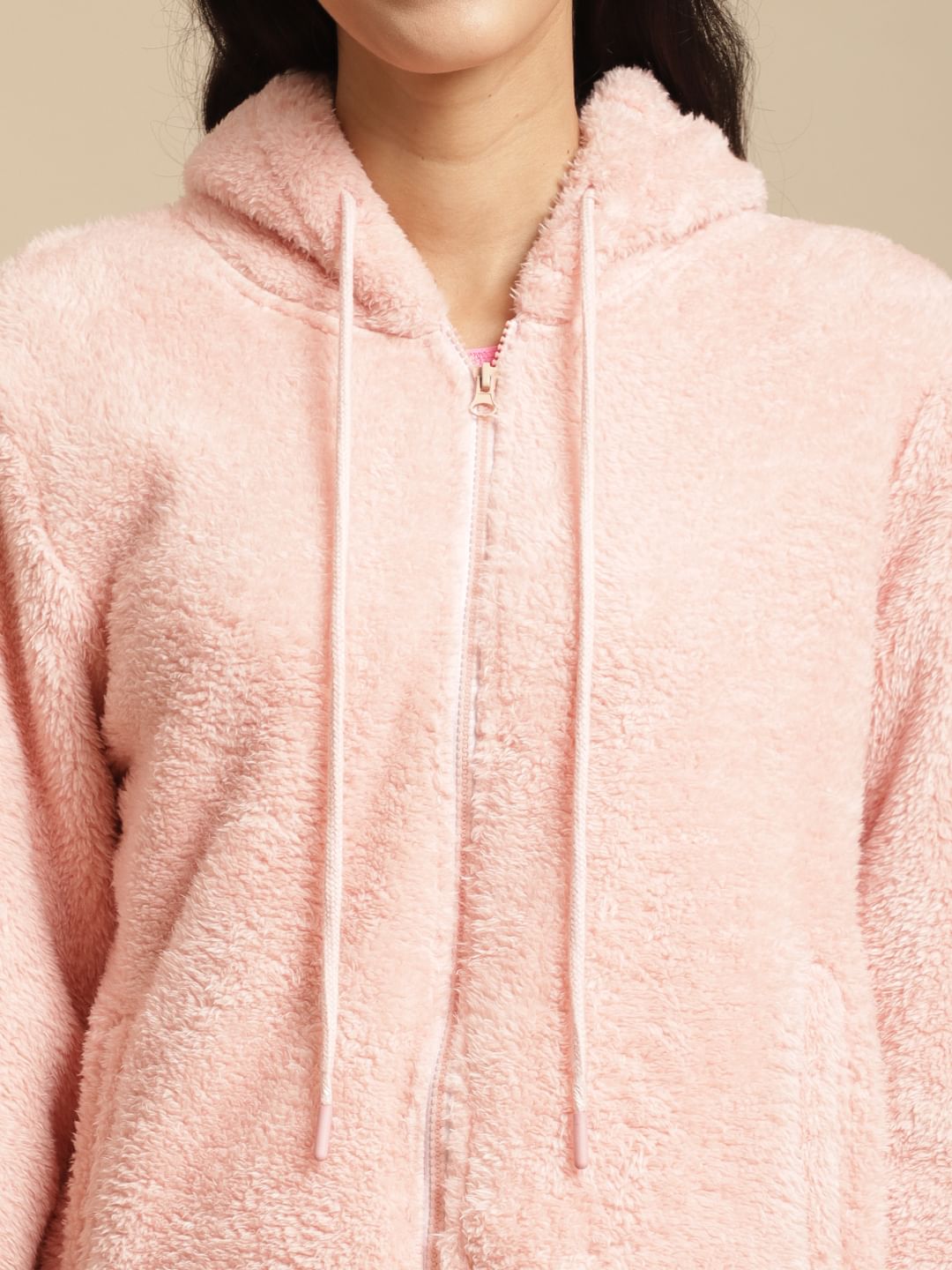 Light Pink Faux Fur Winter Night Suit