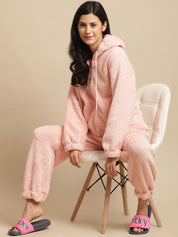 Light Pink Faux Fur Winter Night Suit