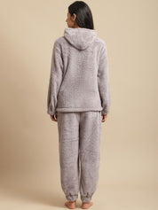 Grey Faux Fur Winter Night Suit