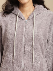 Grey Faux Fur Winter Night Suit