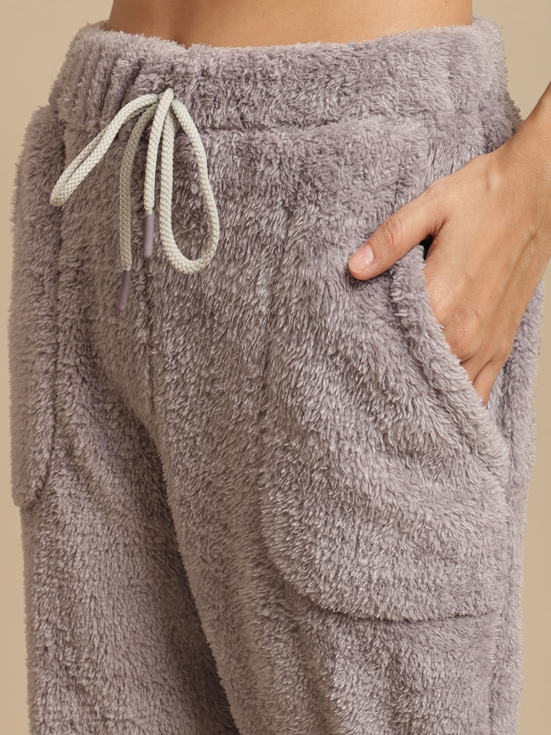 Grey Faux Fur Winter Night Suit