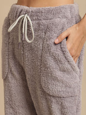 Grey Faux Fur Winter Night Suit