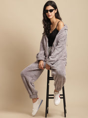 Grey Faux Fur Winter Night Suit