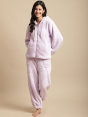 Lavender Faux Fur Winter Night Suit