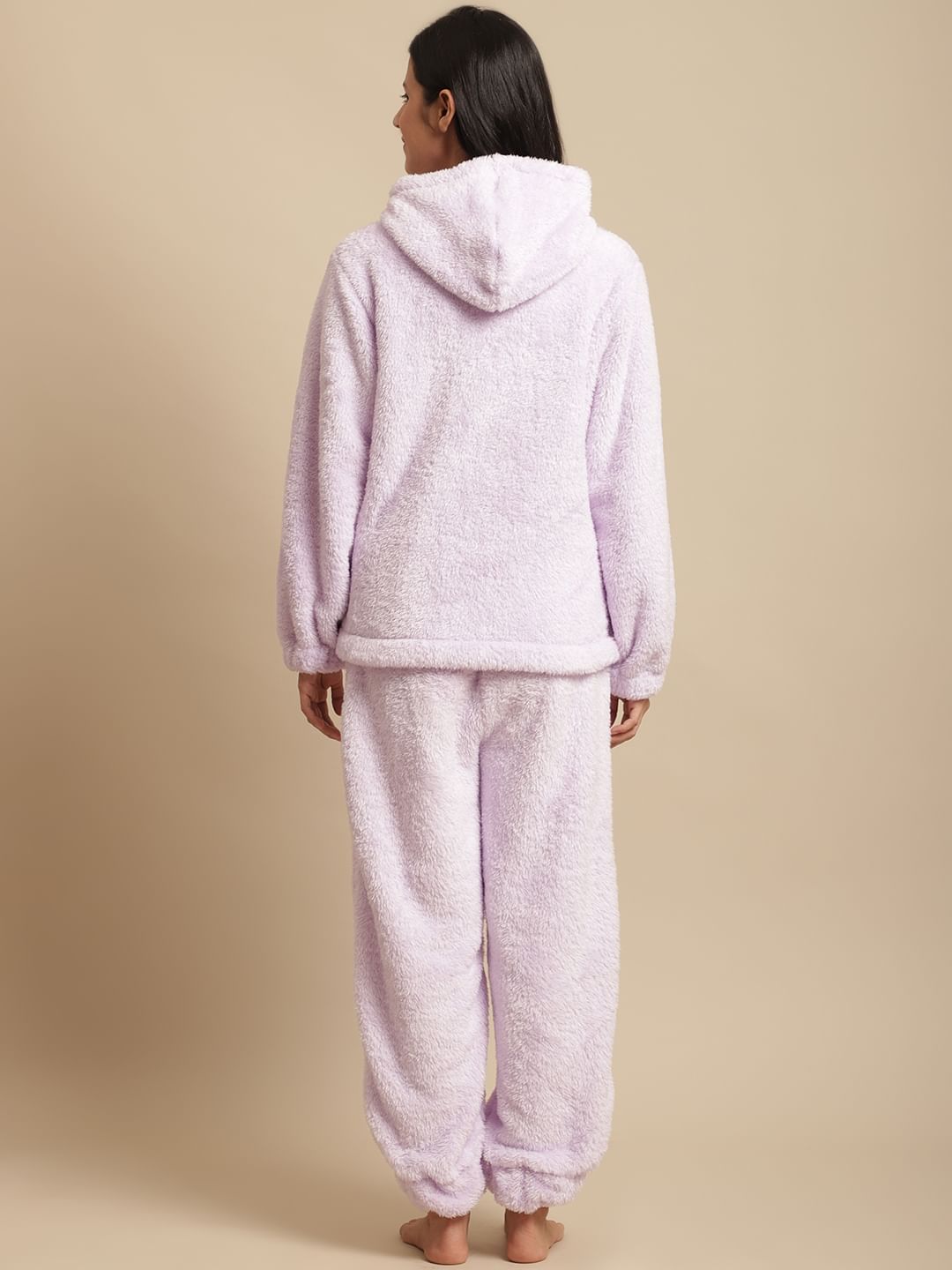 Lavender Faux Fur Winter Night Suit
