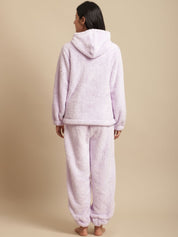 Lavender Faux Fur Winter Night Suit