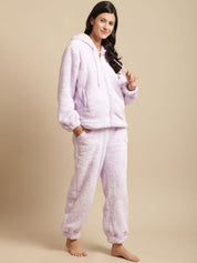 Lavender Faux Fur Winter Night Suit