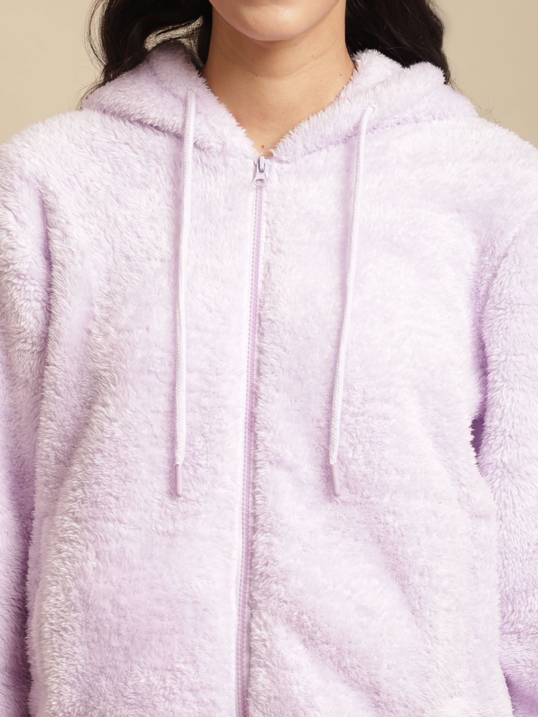 Lavender Faux Fur Winter Night Suit