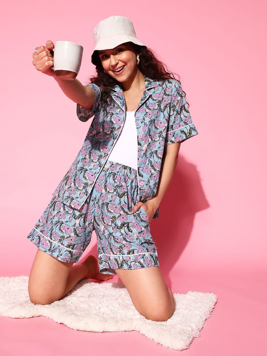 L&L - Noughties Nostalgia - Pure Cotton Floral Printed Vacay Short Set