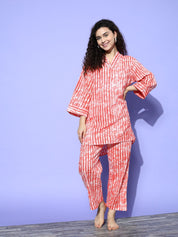 Orange Tie and Dye Printed Pyjama Set