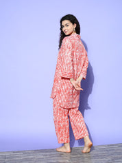 Orange Tie and Dye Printed Pyjama Set