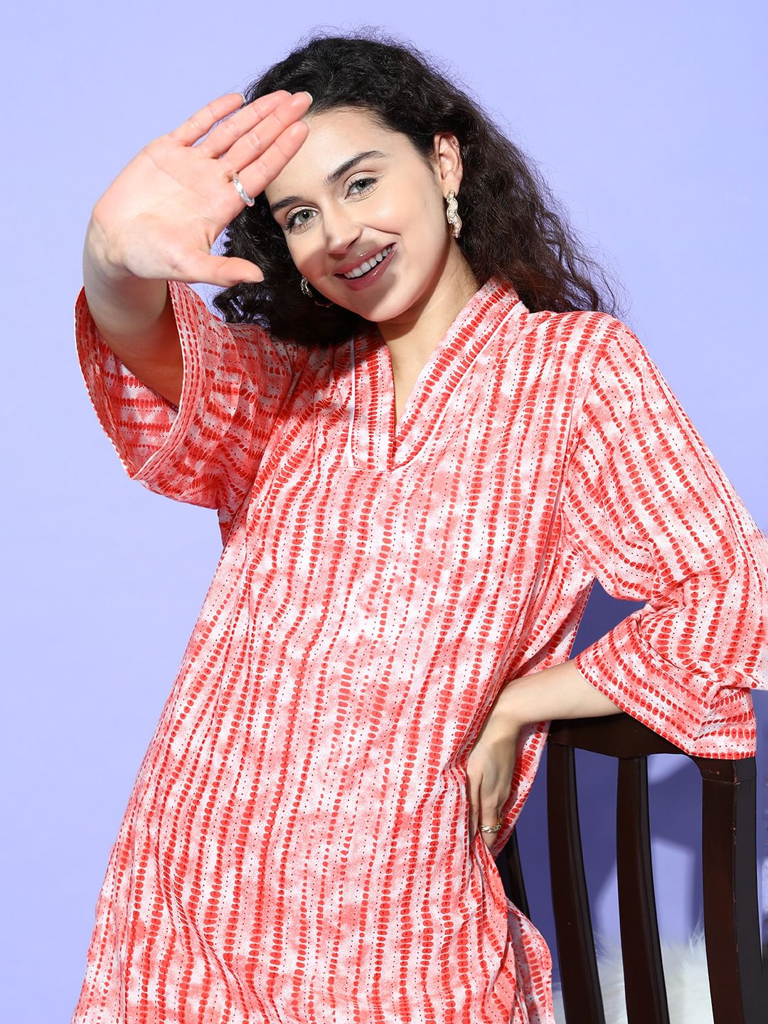 Orange Tie and Dye Printed Pyjama Set