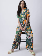 Rayon Camouflage Printed Night Suit set of Shirt & Pyjama trouser