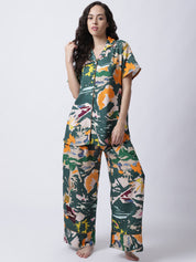Rayon Camouflage Printed Night Suit set of Shirt & Pyjama trouser
