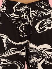 Abstract Print Rayon Black Co-Ord Set