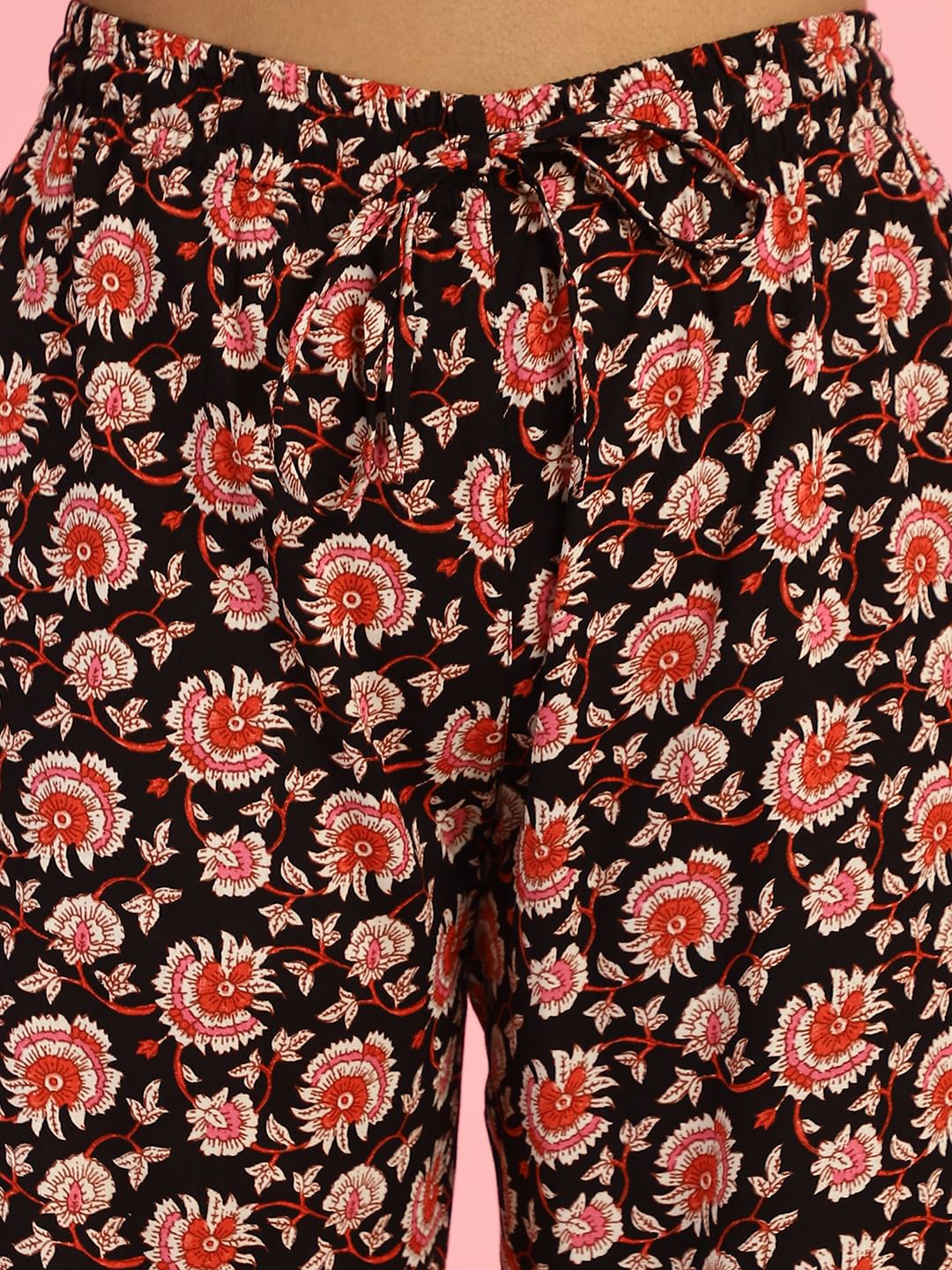 Floral Print Rayon Black Co-Ord Set