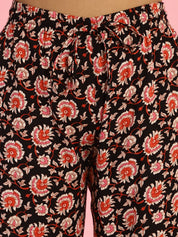 Floral Print Rayon Black Co-Ord Set