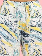 Abstract Print Rayon White Co-Ord Set