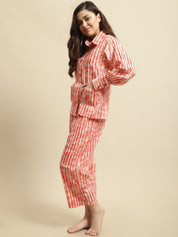 Red & White Tie-Dye Print Co-ord Set