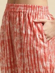 Red & White Tie-Dye Print Co-ord Set