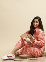 Red & White Tie-Dye Print Co-ord Set