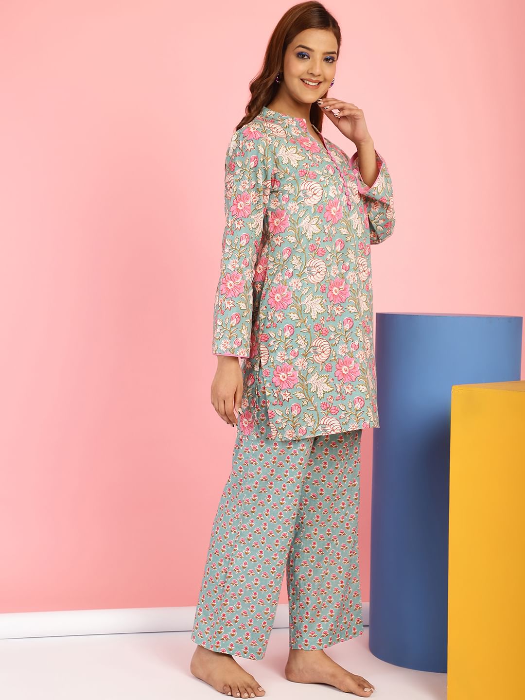 Floral Print Cotton Green Co-Ord Set